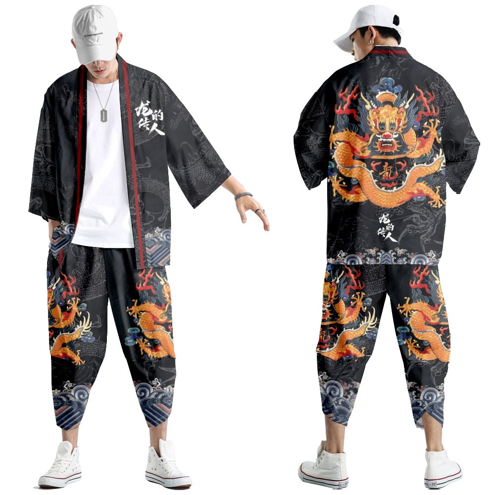 Asian Cosplay Anime - Two-piece Suit Japanese Cardigan Men Anime