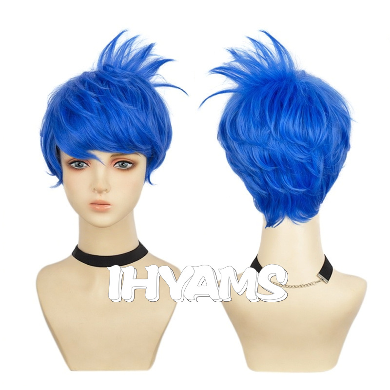 Anime Cosplay Blue Hair - Joy Wig Short Blue Wig Synthetic