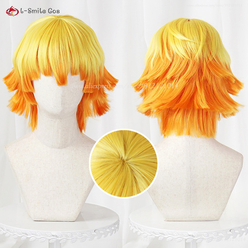 Cosplay Anime Zenitsu - Agatsuma Zenitsu Cosplay Wig 30cm Yellow