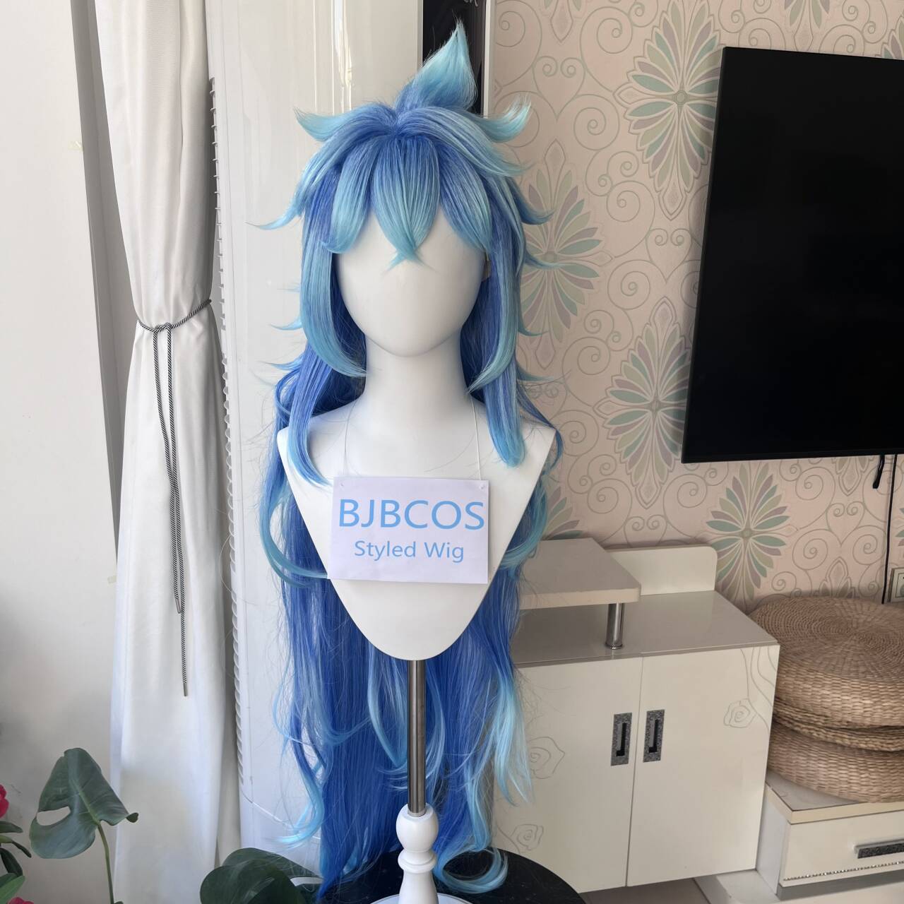 [Styled Wig]Idia Cosplay Wig A - Anime Cosplay Blue Hair ulasan dan harga