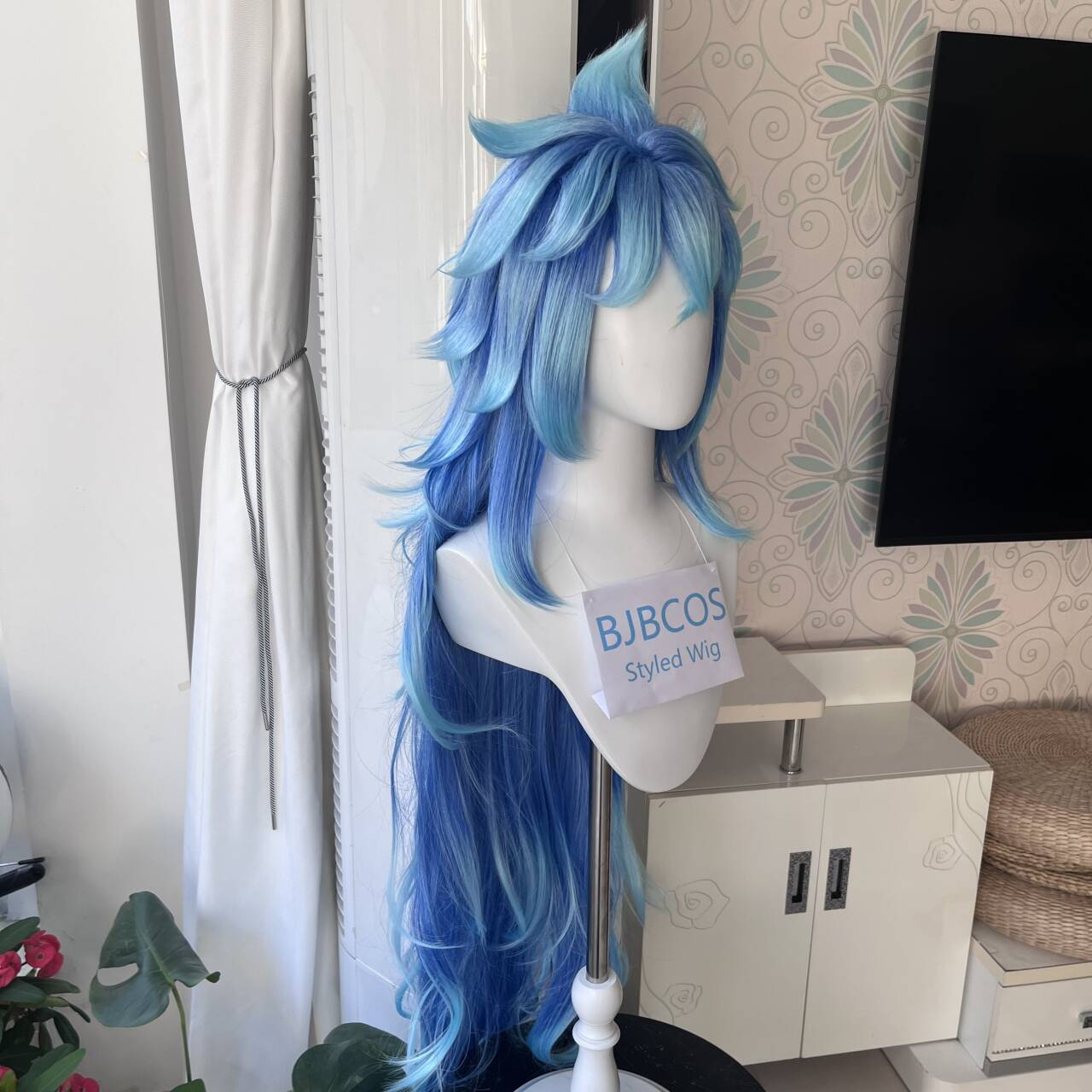 [Styled Wig]Idia Cosplay Wig A - Anime Cosplay Blue Hair ulasan dan harga