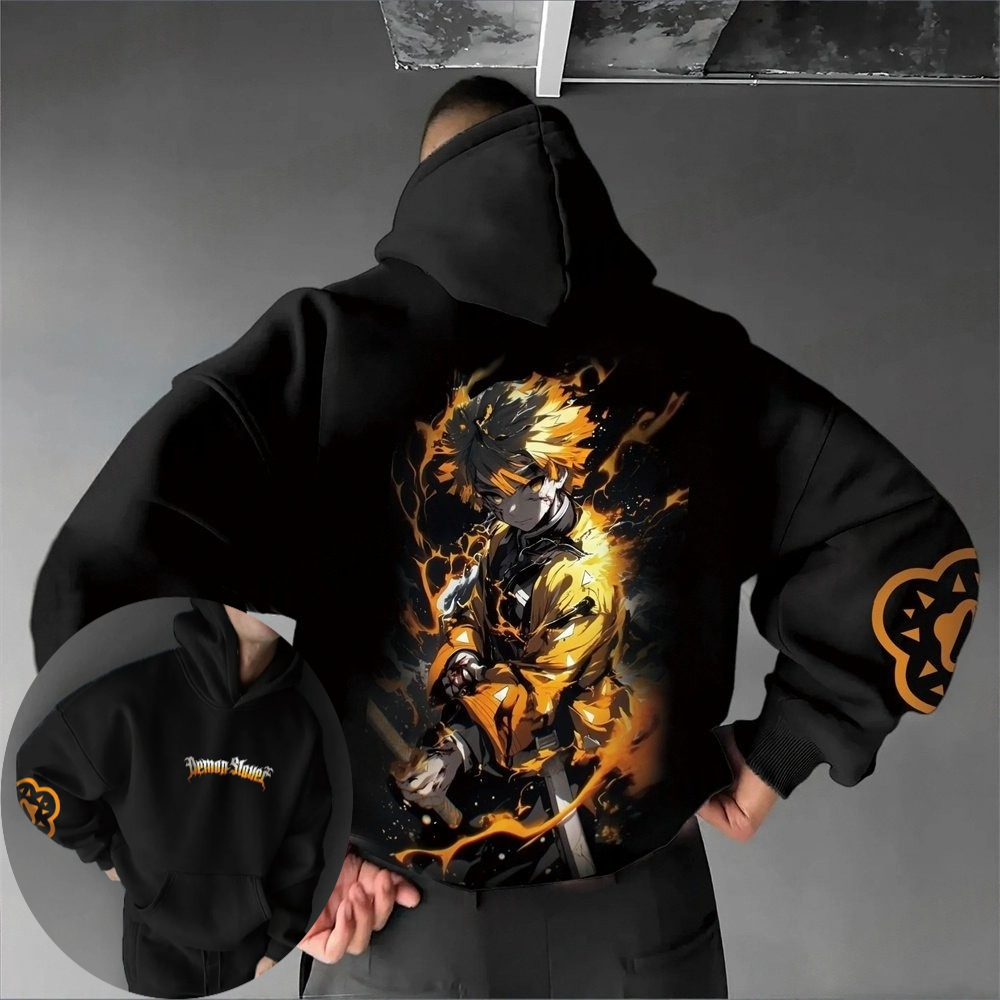 Demon Slayer Men's Hoodie Swea - Cosplay Anime Zenitsu ulasan dan harga