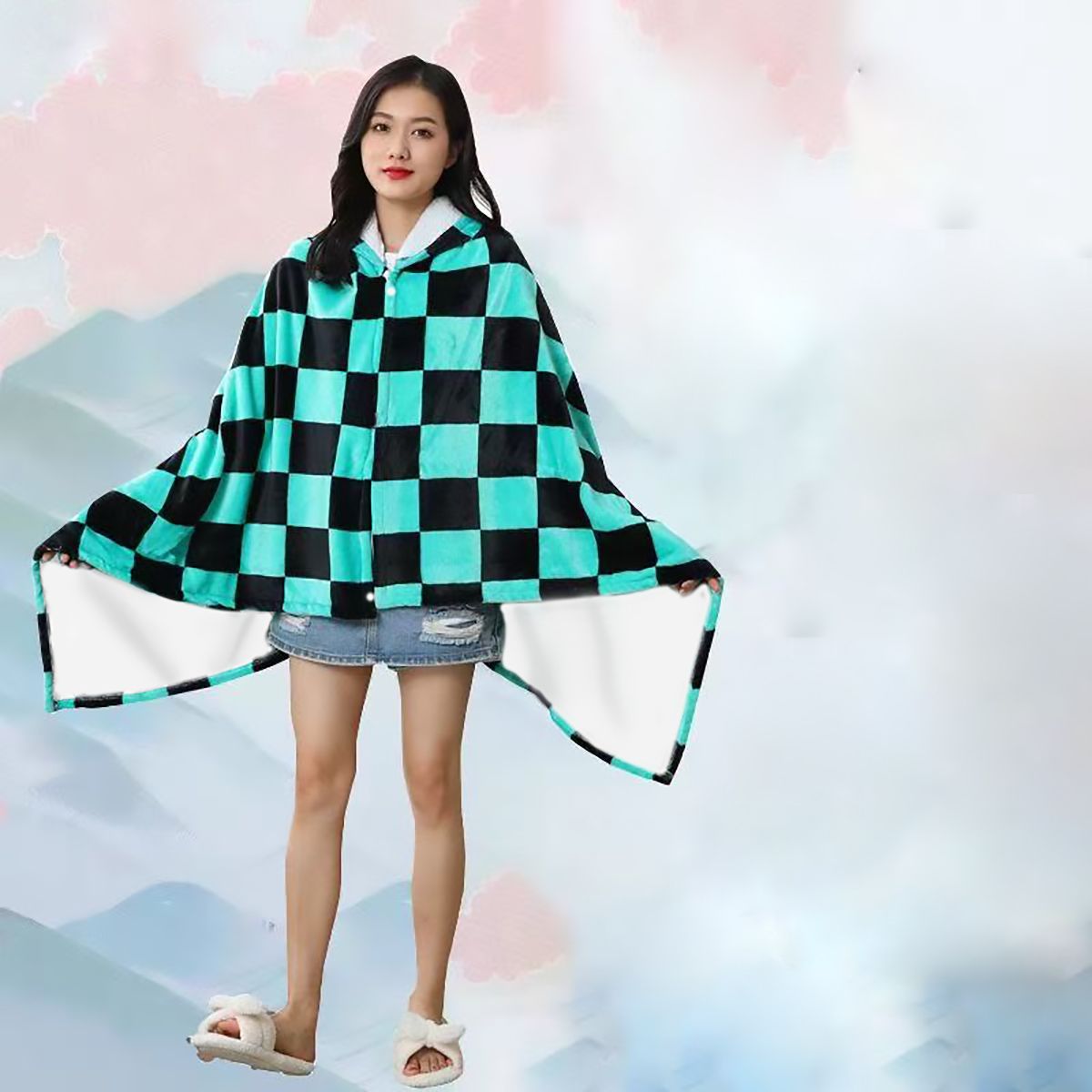 Anime Flannel Blanket Hoodie S - Cosplay Anime Zenitsu ulasan dan harga