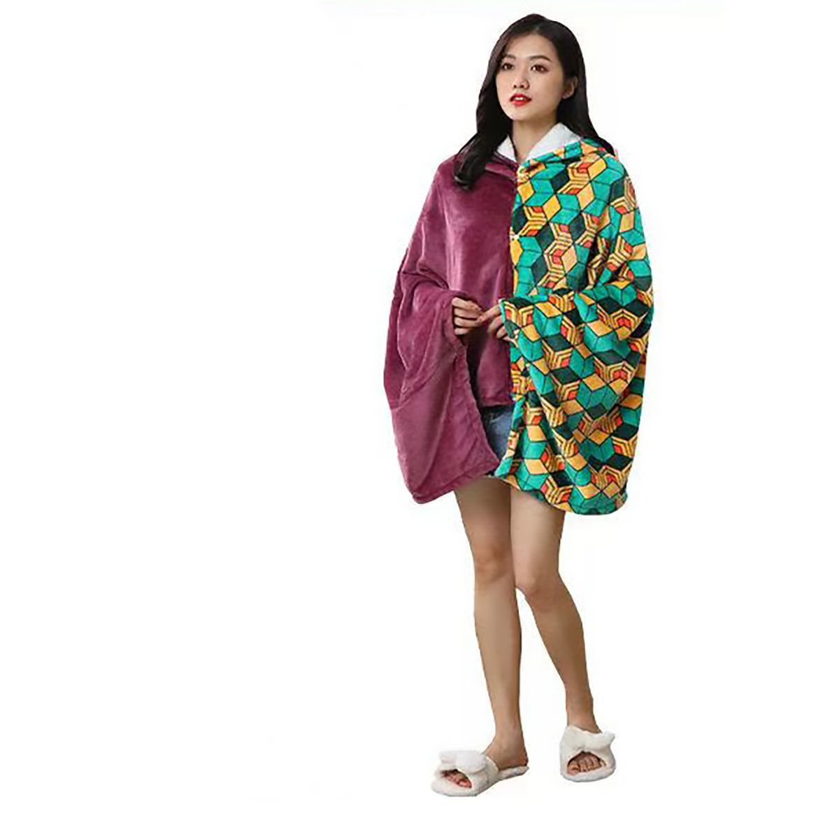 Anime Flannel Blanket Hoodie S - Cosplay Anime Zenitsu ulasan dan harga