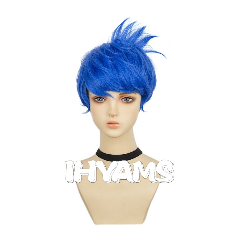 Joy Wig Short Blue Wig Synthet - Anime Cosplay Blue Hair ulasan dan harga