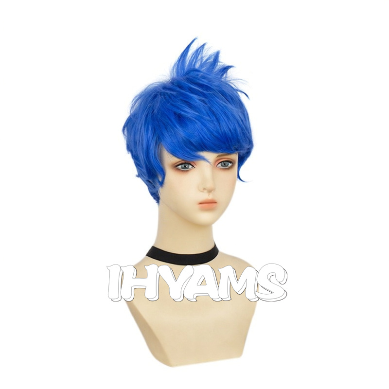 Joy Wig Short Blue Wig Synthet - Anime Cosplay Blue Hair ulasan dan harga