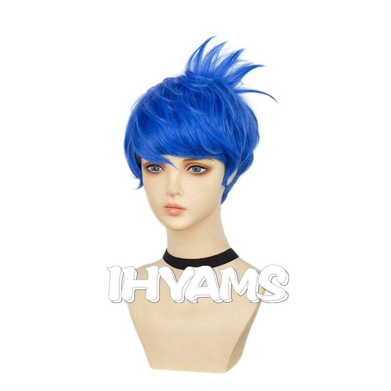 Joy Wig Short Blue Wig Synthet - Anime Cosplay Blue Hair ulasan dan harga