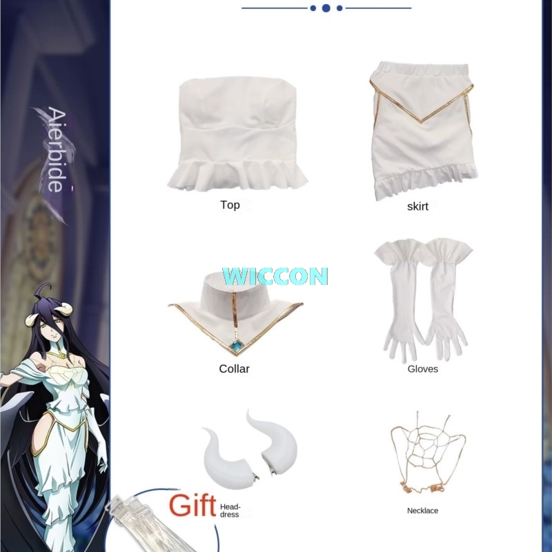 IN STOCK Albedo Costume Wig Wo - Anime Cosplay Albedo ulasan dan harga
