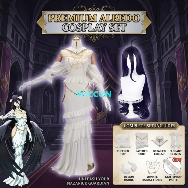 IN STOCK Albedo Costume Wig Wo - Anime Cosplay Albedo ulasan dan harga